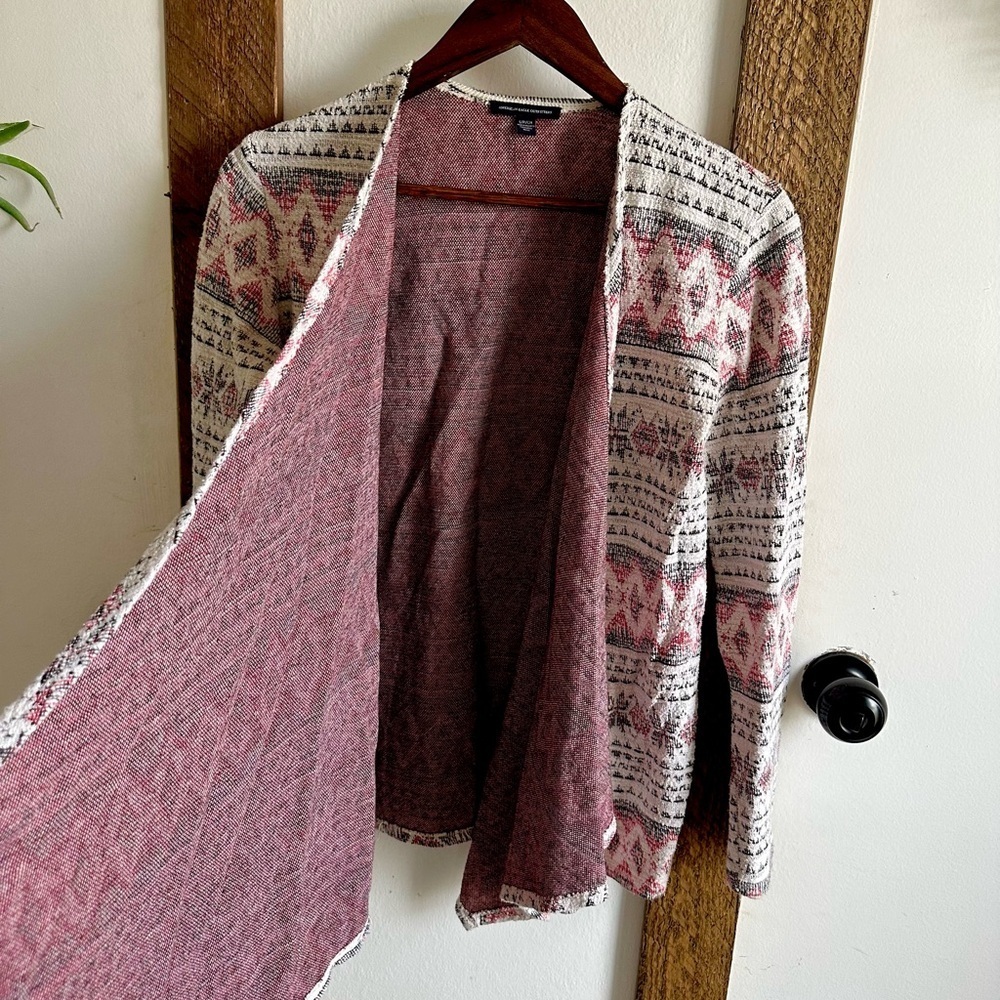 American Eagle Outfitters Women's Southwestern Boho Multi Print Open Cardigan